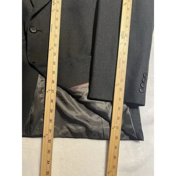 Stafford 46R 33x28.5 Solid Charcoal Gray Suit Nailhead - Picture 13 of 16